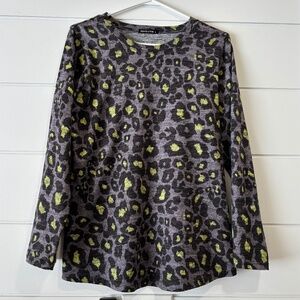 David Cline long sleeve crew neck animal print colourful top size L (fits small)